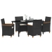 Set de Comedor de Jardín  de 5 Piezas con Cojines Negro Poliratán