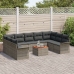 Conjunto de Sofá de Jardín de 10 Piezas con Cojines Gris Poliratán Acacia