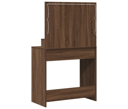 Mesa de Tocador  con Luces LED en Roble Marrón 79x41x135 cm