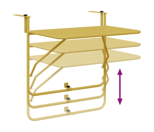 Mesa Plegable Colgante de Balcón  - Dorada, 60x40 cm, Acero