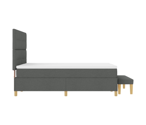 Cama con somier  con colchón y banco gris oscuro 140x200 cm tela