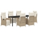 Set de Comedor de Jardín de 7 Piezas Ratán Poliéster Beige