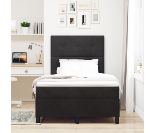 Cama Box Spring  con Colchón Negra 120x200 cm Terciopelo