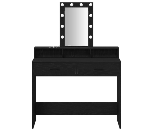 Mesa de tocador  con luces LED, Roble Negro, 100x41x140 cm
