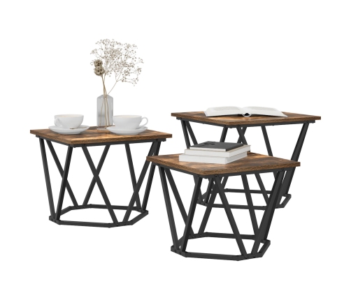 Mesitas de noche  3 pcs Madera de roble ahumada