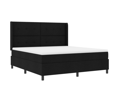 Cama con somier y colchón  Negro 180x200 cm Tela