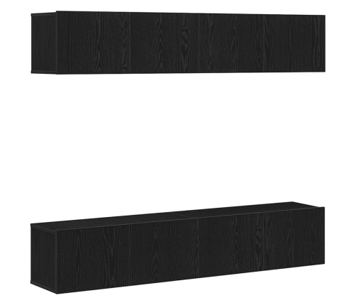 Conjunto de 4 piezas de gabinete de TV de pared de  en madera de roble negro