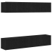 Conjunto de 4 piezas de gabinete de TV de pared de  en madera de roble negro