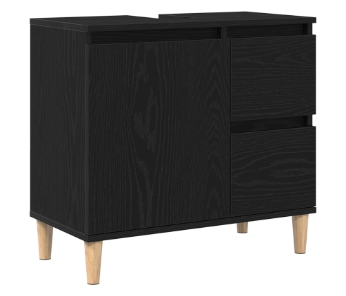Gabinete de fregadero Madera de roble negra 65x33x60 cm Madera elaborada