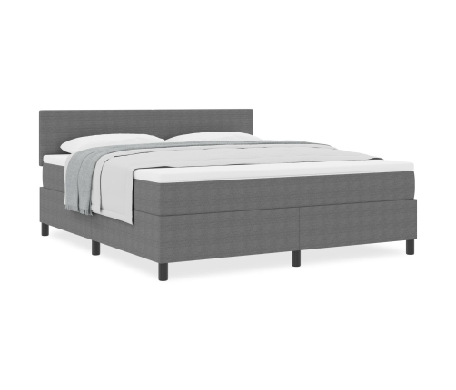 Cama con Somier  con Colchón Gris Super King Tela de Terciopelo