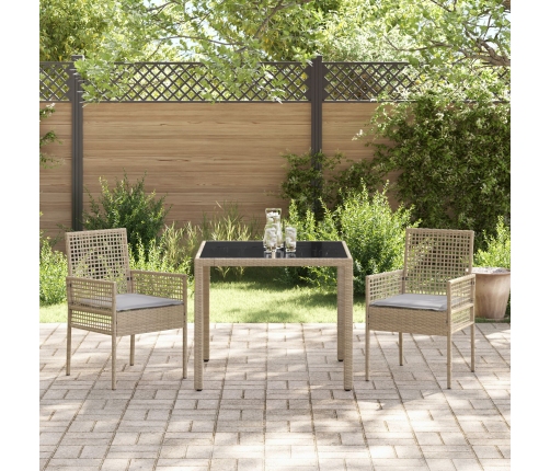 Juego de 2 Beige Poliratán 90 x 90 x 75 cm