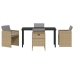 Conjunto de Comedor de Jardín  de 5 Piezas con Cojines Ratán Poli Beige