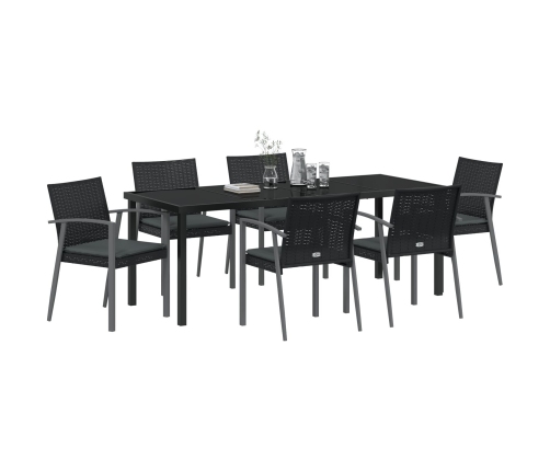 Juego de 4 Negro Ratán PE 56.5x57x83 cm Duradero