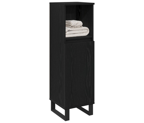 Armario de Baño  Negro Roble 30x30x100 cm Madera Elaborada