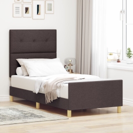 Estructura de cama  marrón oscuro 90x190 cm Tela