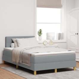 Cama con Base de Caja con Colchón Gris Claro 120x200 cm Tela