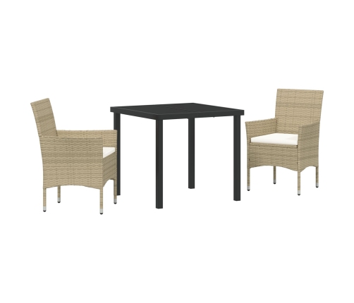 Set de Comedor de Jardín  3 Piezas Beige Ratán Sintético