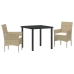 Set de Comedor de Jardín  3 Piezas Beige Ratán Sintético