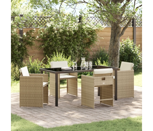 Set de Comedor de Jardín  de 5 Piezas con Cojines - Poliratán Beige