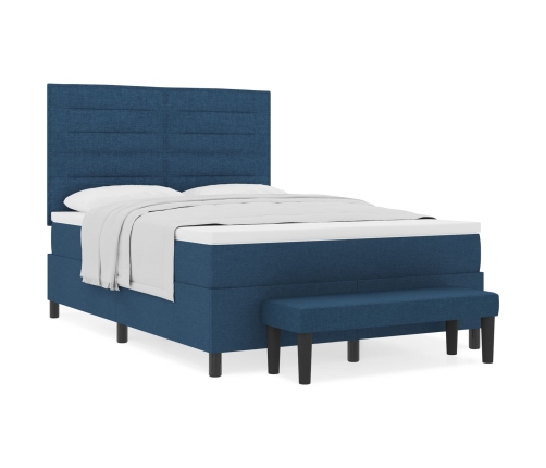 Cama con Sommier  con Colchón & Banco Azul 160x200 cm Tela