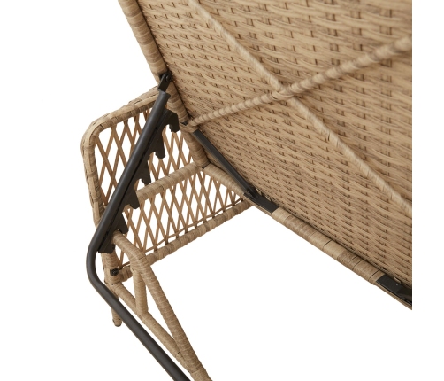 Conjunto de Tumbonas  Set de 3 Beige y Crema Ratán de PE, metal