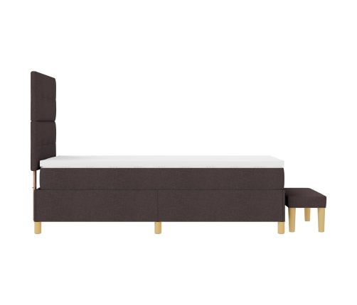 Cama Box Spring  con colchón y banco Marrón Oscuro 100x200 cm Tela