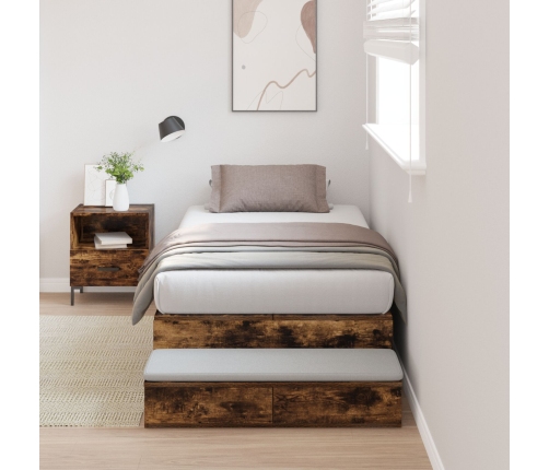 Cama con Almacenamiento  Roble Ahumado Madera Elaborada