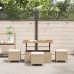 Conjunto de Comedor de Jardín de 4 Piezas con Cojines Beige de Ratán y Acacia