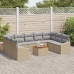 Juego de Sofá de Jardín de 10 Piezas con Cojines Beige Poliratán Acacia