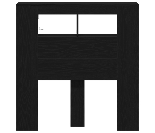 Cabecera de Almacenamiento  con Luces LED Roble Negro 100x18,5x103,5 cm