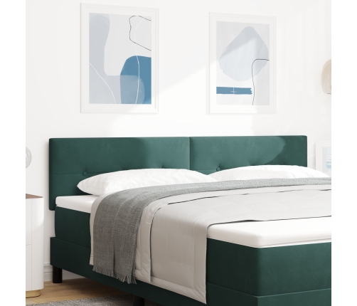 Cabecero LED  con botones acolchados en terciopelo verde oscuro de 90 cm