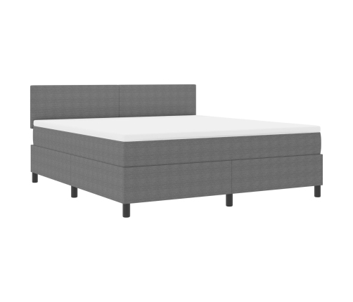 Cama con Somier  con Colchón Gris Super King Tela de Terciopelo