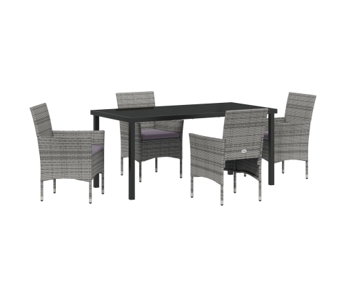 Juego de Comedor de Jardín  de 5 Piezas Gris Poliratán