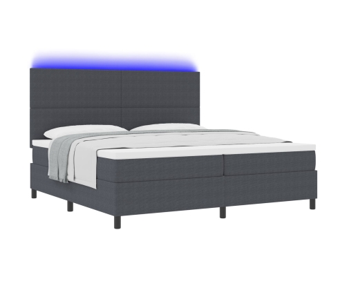 Cama con Somier  con Colchón&LED Gris Oscuro 200x200 cm Tela de Pana