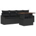Set de Sofás de Jardín  Conjunto de 5 Negro Ratán