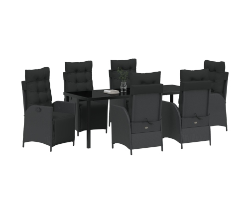 Conjunto de comedor de jardín de 7 piezas  Negro de Poli Ratán