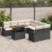 Conjunto de Comedor de Jardín de 9 Piezas  con Cojines en Ratán Negro Acacia