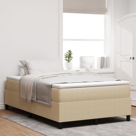 Cama con Somier con Colchón Beige 120x200 cm Tela de Corduroy