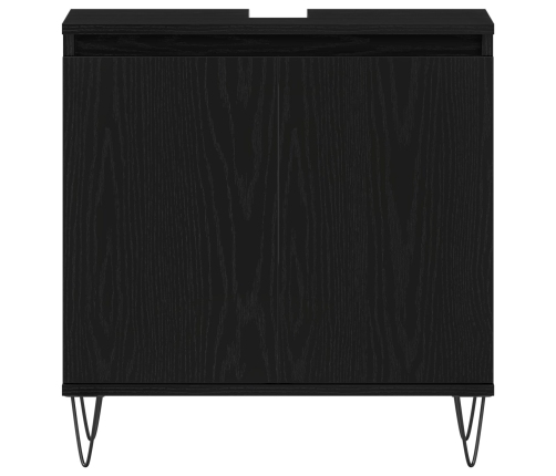 Gabinete de lavabo para baño  Negro Roble 58x33x60 cm Madera elaborada