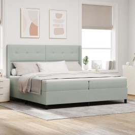 Cama con Box Spring y Colchón  Gris Claro 200x200 cm Terciopelo