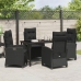 Set de Comedor Jardín de 5 Piezas con Cojines Negro Poliratán