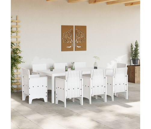 Juego de Comedor de Jardín de 9 Piezas Blanco Poliratán