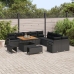 Set de Sofá de Jardín  de 13 Piezas con Cojines Negro Poliratán Acacia, Sofá de Jardín de 2 Plazas con Almacenamiento y Cojines Negro Poliratán, Set de Comedor de Jardín de 3 Piezas con Cojines Negro Poliratán Acacia