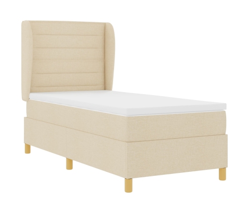 Cama con somier de  y colchón Crema 90x190 cm Tela