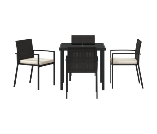 Conjunto de comedor de jardín de 5 piezas Poliratán negro