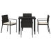 Conjunto de comedor de jardín de 5 piezas Poliratán negro