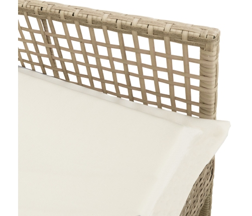 sillas de jardín  2 pcs con cojines beige de ratán
