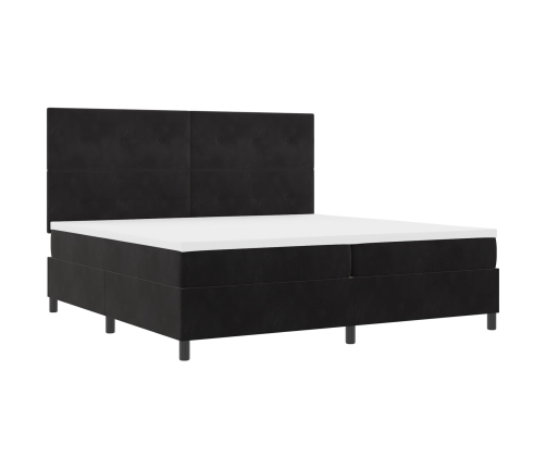 Cama Box Spring  con colchón Negro 200x200 cm Terciopelo