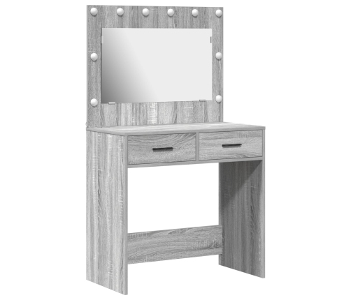 Tocador  con Luces LED Gris Sonoma 78,5x41x135 cm