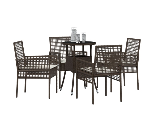 Juego de Comedor de Jardín de 5 Piezas Marrón Polirratán
